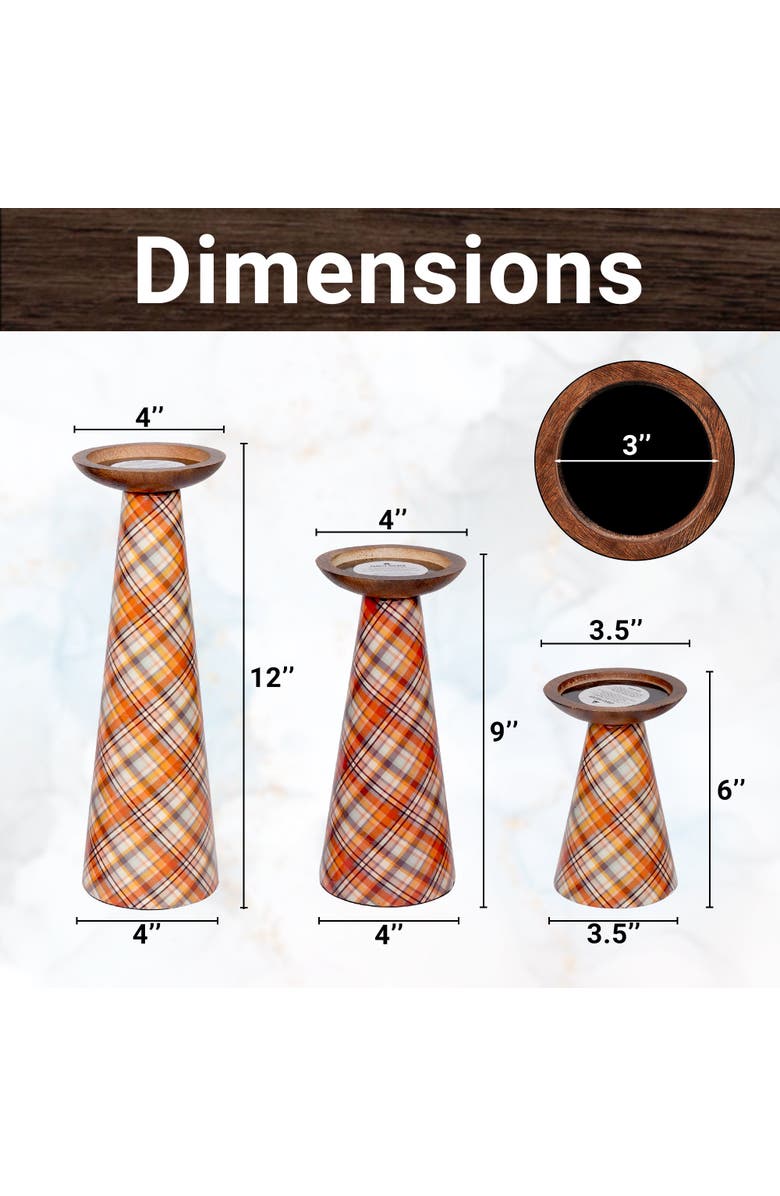 Mela Artisans Plaid Pillar Candleholder Set - Ochre, Alternate, color, Ochre