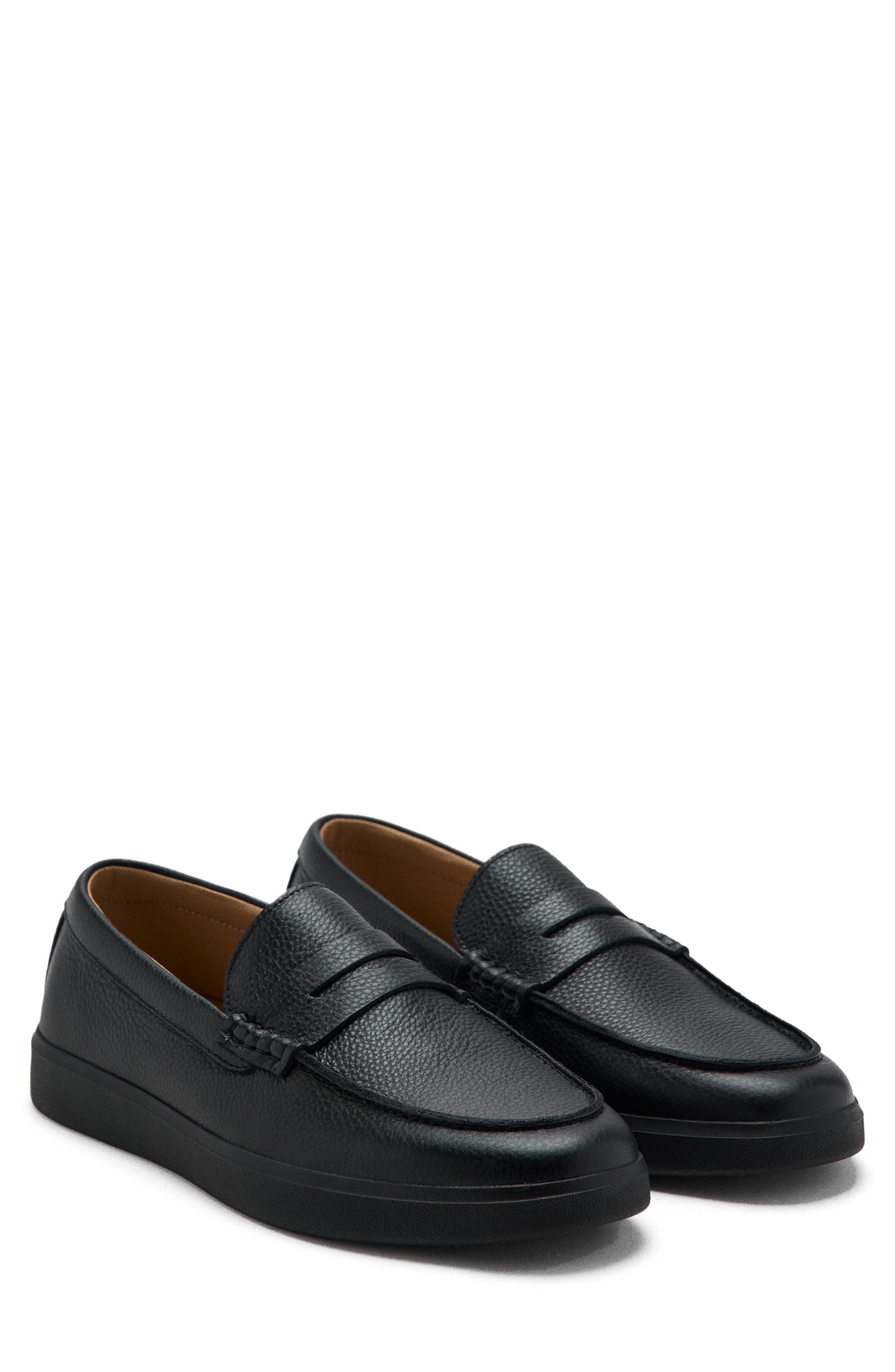 Leather Penny Loafer, Main, color, BLACK