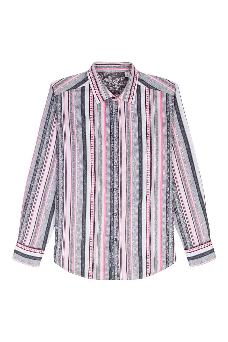 Bramshaw Mixed Stripe Stretch Cotton Button-Up Shirt, Alternate, color, PINK MULTI