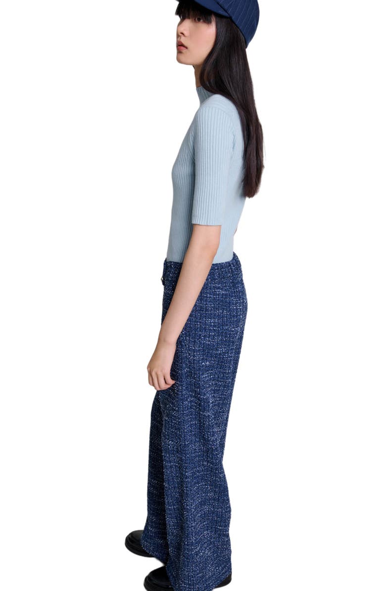 maje Wide-leg tweed trousers, Alternate, color,