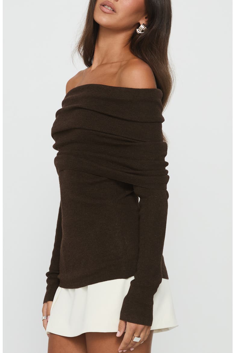 Florrie Off the Shoulder Foldover Top, Alternate, color, CHOCOLATE