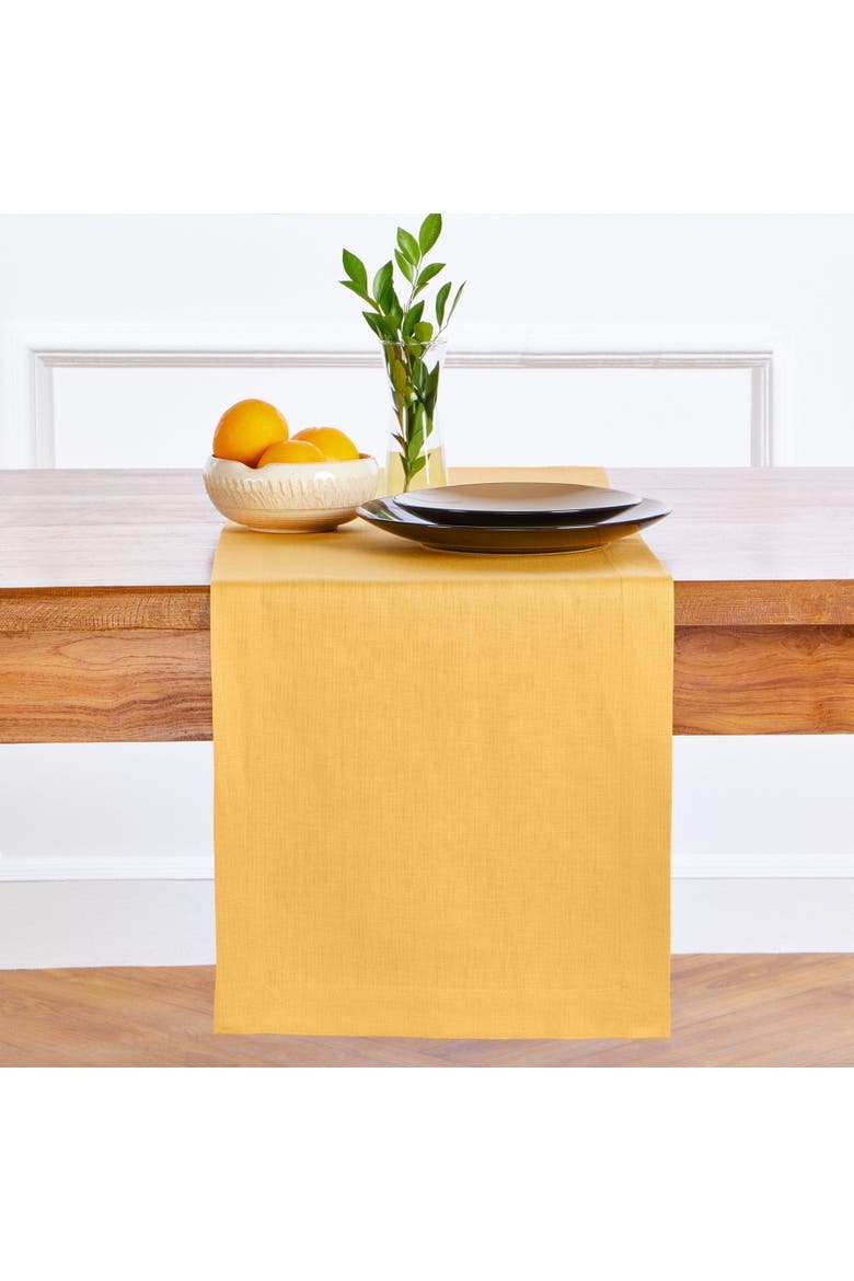 Linen Table Runner - Fete, Alternate, color, Mustard Yellow