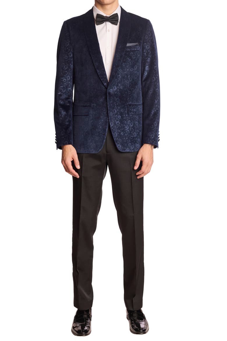 Regent Slim Fit Floral Velvet Dinner Jacket, Alternate, color, NAVY FLORAL VELVET