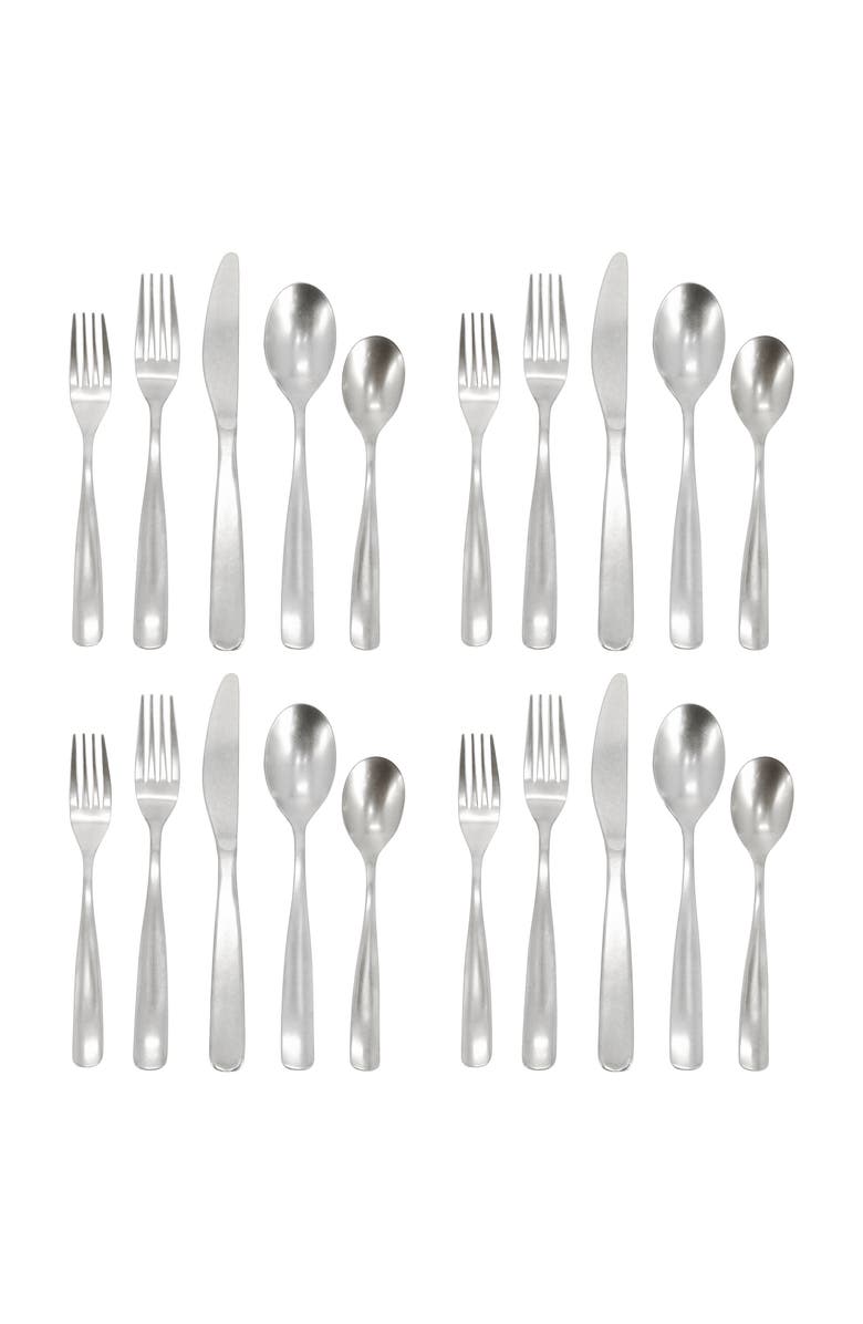 Gibson Home Hulton 20 Piece Stainless Steel Flatware Set, Alternate, color, Metallic Silver