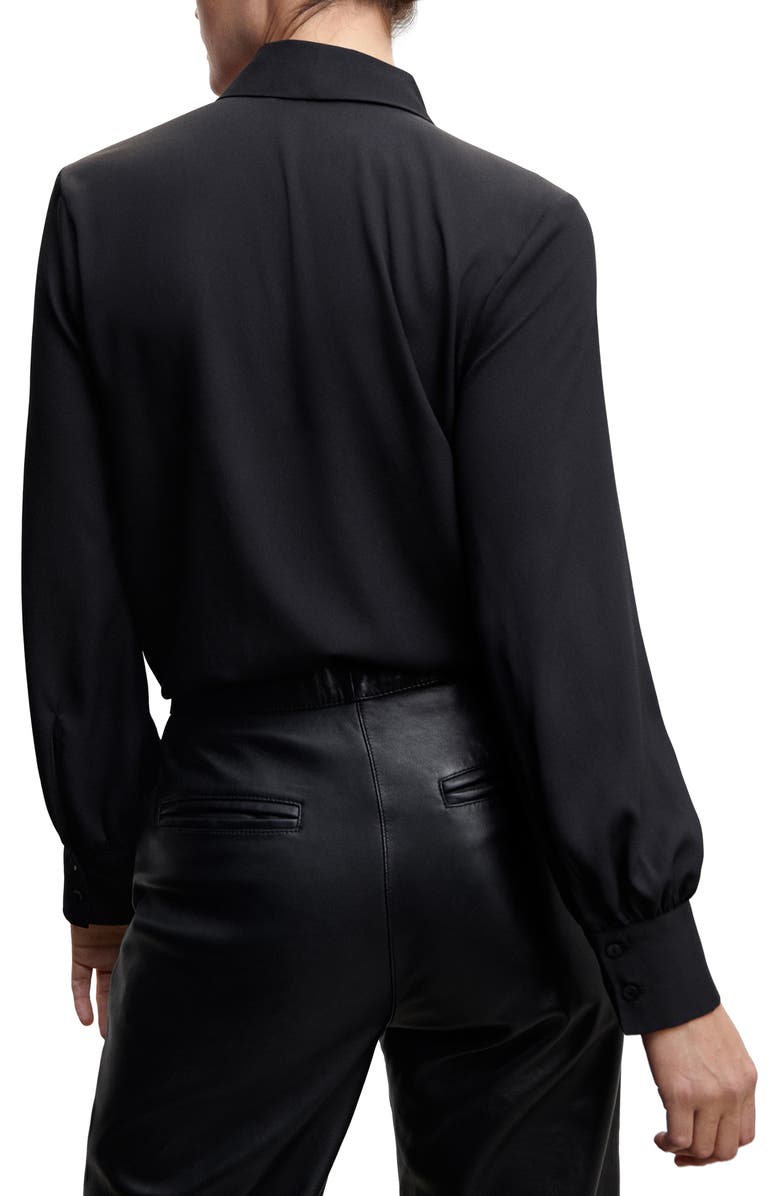 MANGO Flowy Tie Neck Long Sleeve Blouse, Alternate, color,