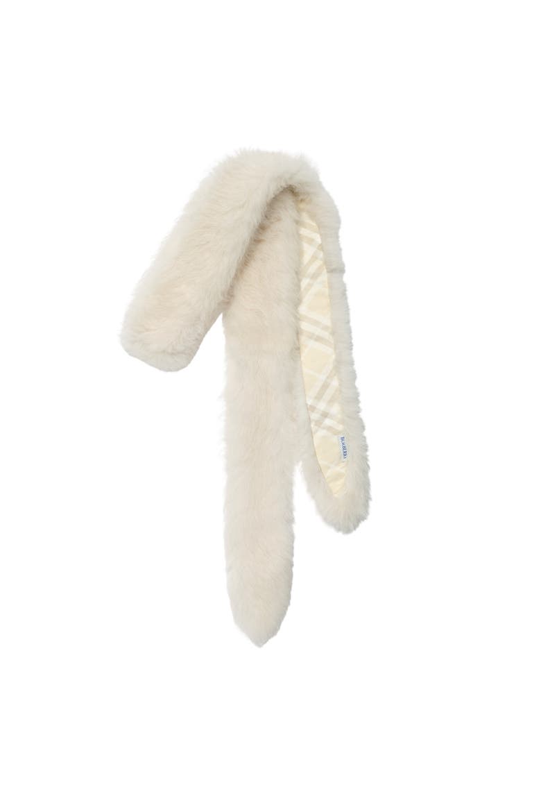Skinny Shearling Scarf, Main, color, Ivory white