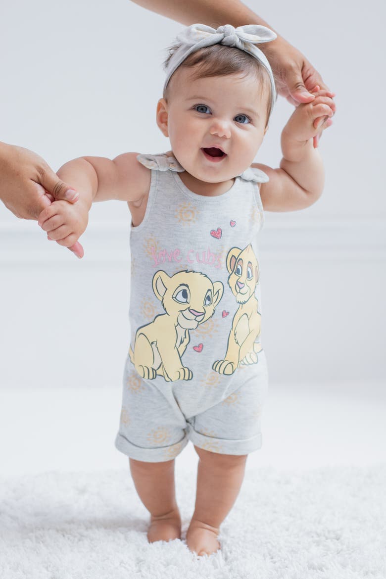 Lion King 2-Piece Sleeveless Romper and Headband Set, Alternate, color, Simba Nala Oatmeal