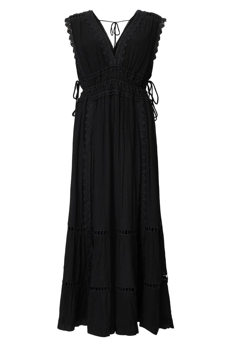Xanthe Lace Trim Maxi Sundress, Alternate, color, BLACK