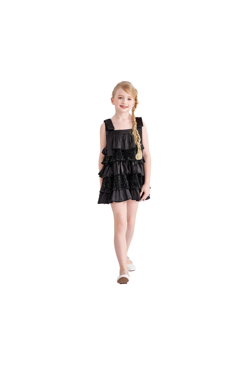 Bellamy Ruffle Sequin Dress, Alternate, color, Black