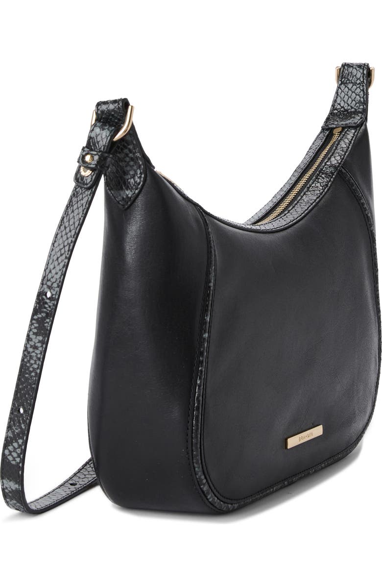 Brahmin Corinne Croc Embossed Leather Crossbody, Alternate, color, Black Dietrich