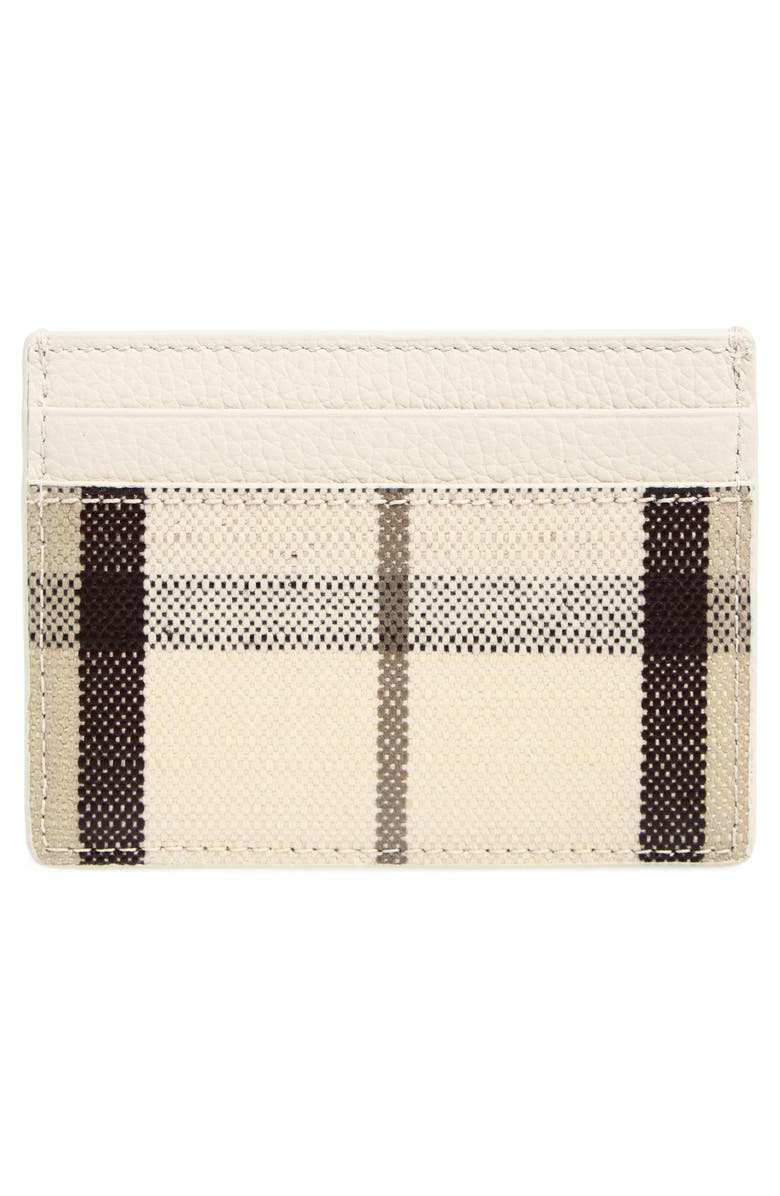 Burberry Highlands Check Mixed Media Card Case, Alternate, color, Light Beige