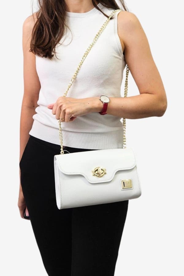 Muse 535 Pebbled Leather Shoulder Bag, Alternate, color, White