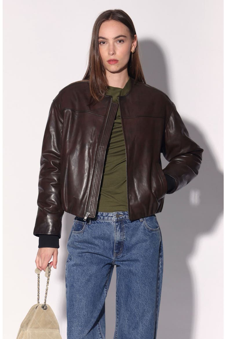 Jonas Leather Jacket, Main, color, Washed Brown