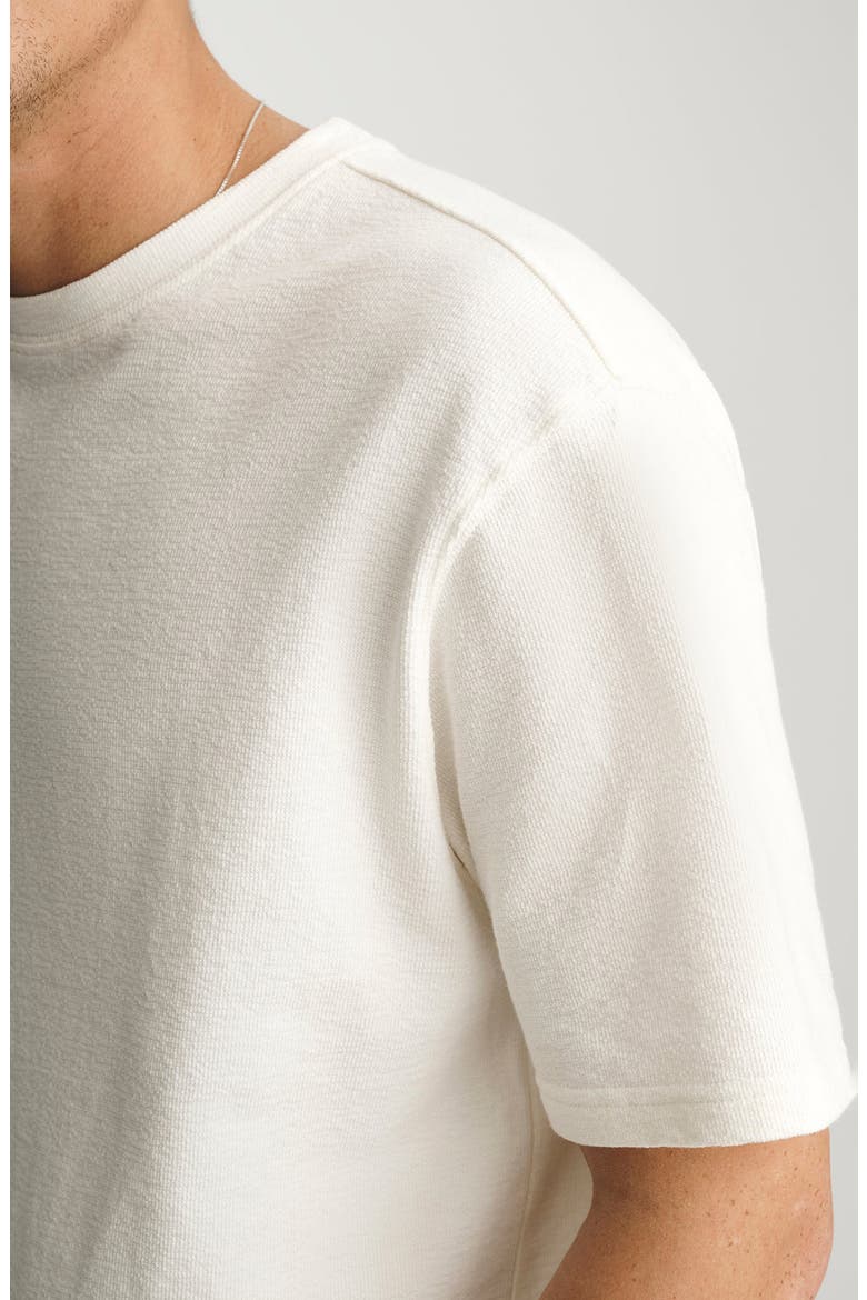 Antique White Textured Cotton Crewneck T-Shirt, Alternate, color, ANTIQUE WHITE