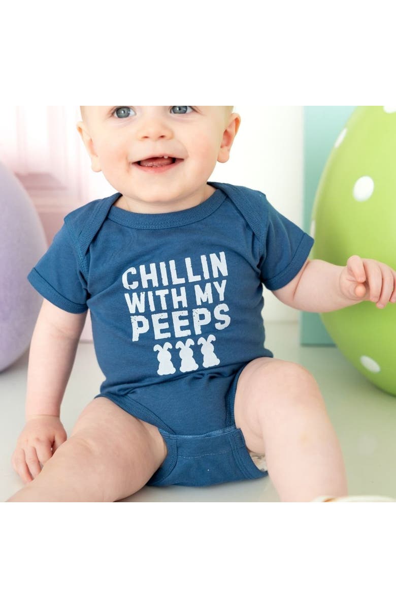 Sweet Wink Chillin With My Peeps Easter Short Sleeve Bodysuit, Alternate, color, Indigo