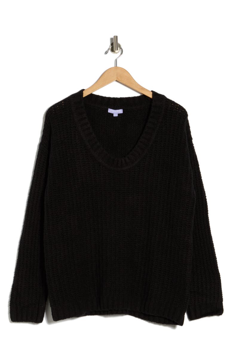 Florence by Mills Open Stitch V-Neck Pullover, Alternate, color, Black