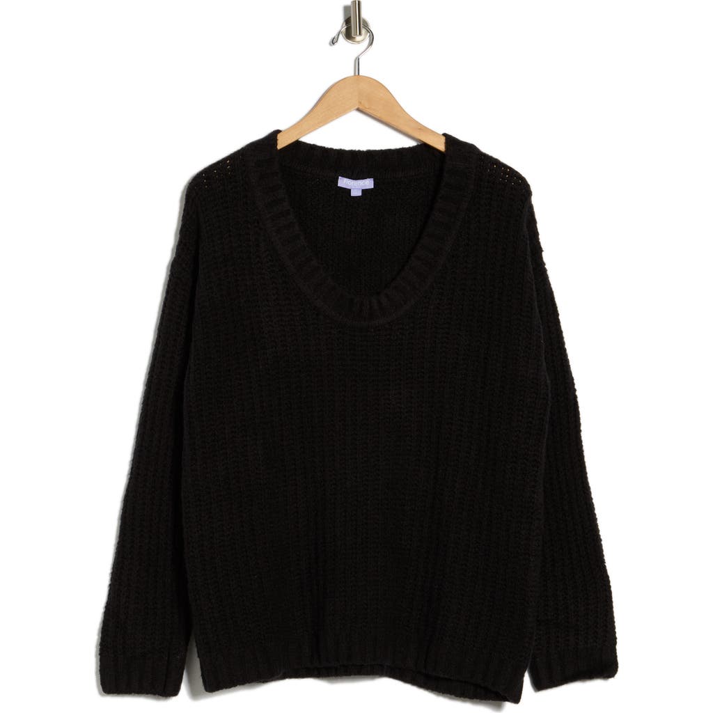 Florence By Mills Open Stitch V-neck Pullover In Black