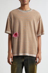 SONG FOR THE MUTE Flower Appliqué Gym T-Shirt