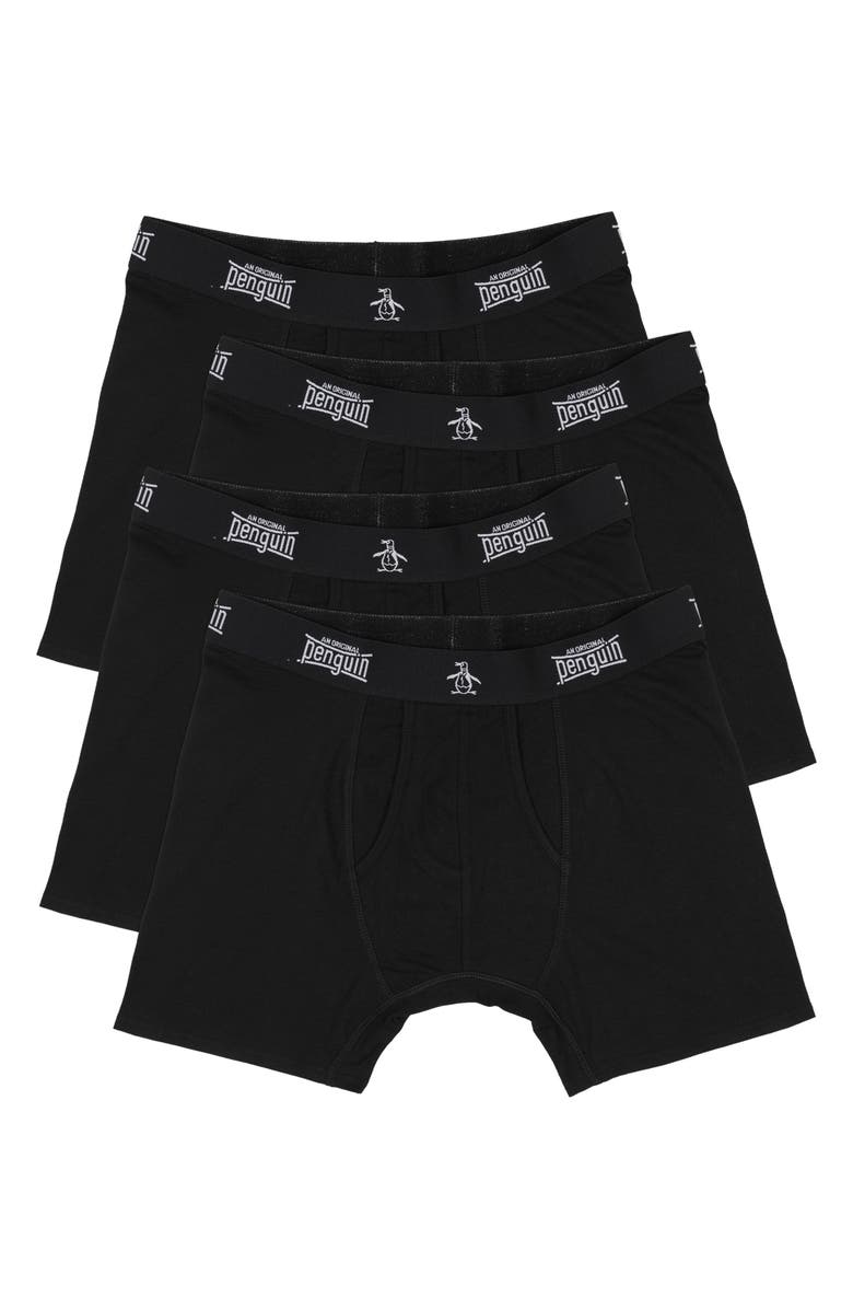 Original Penguin Assorted 4-Pack Boxer Briefs, Main, color, Black