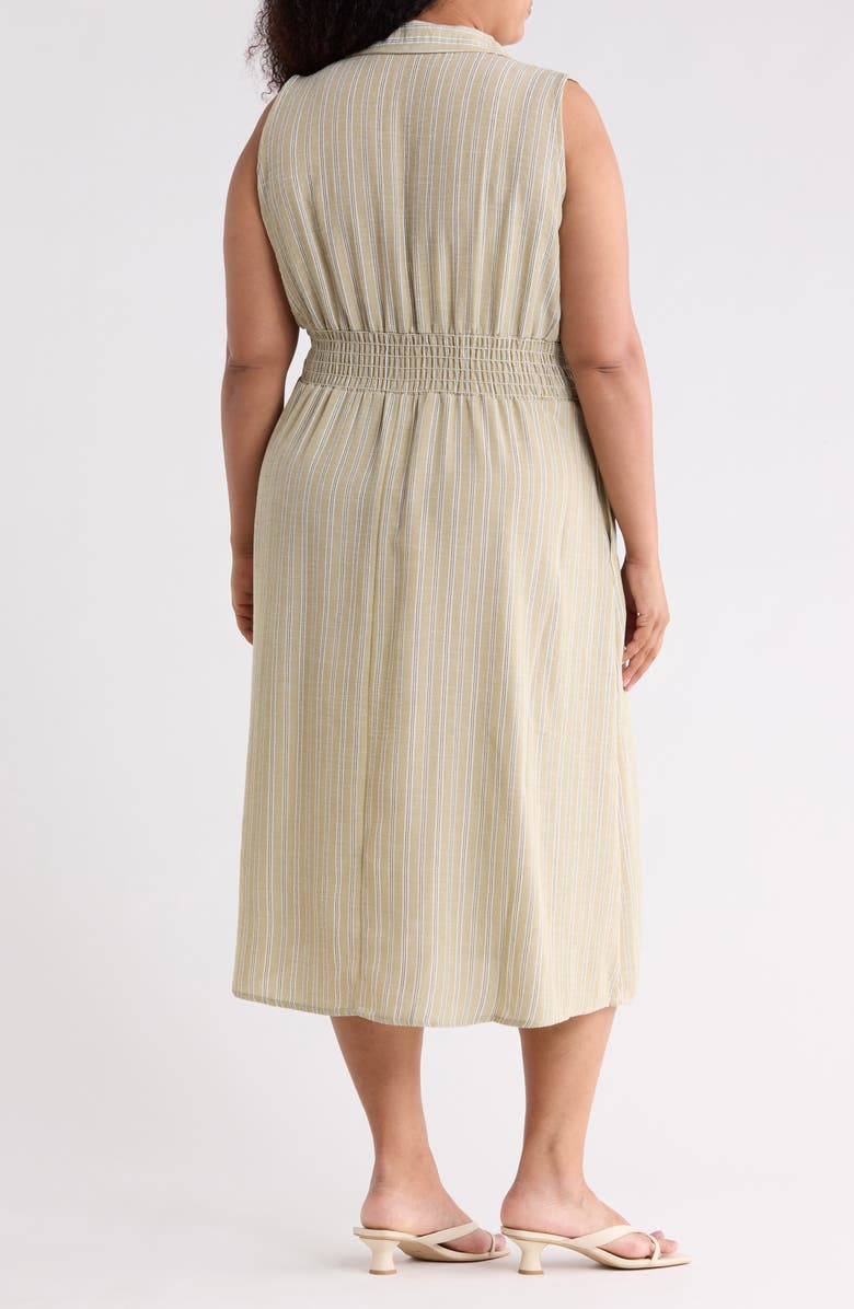 MAX STUDIO Stripe Sleeveless Midi Shirtdress, Alternate, color, Sage Stripe