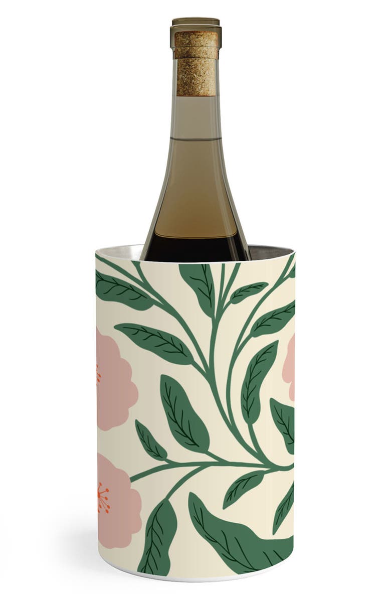 Deny Designs Blooms Stainless Steel Wine Chiller, Main, color, Green