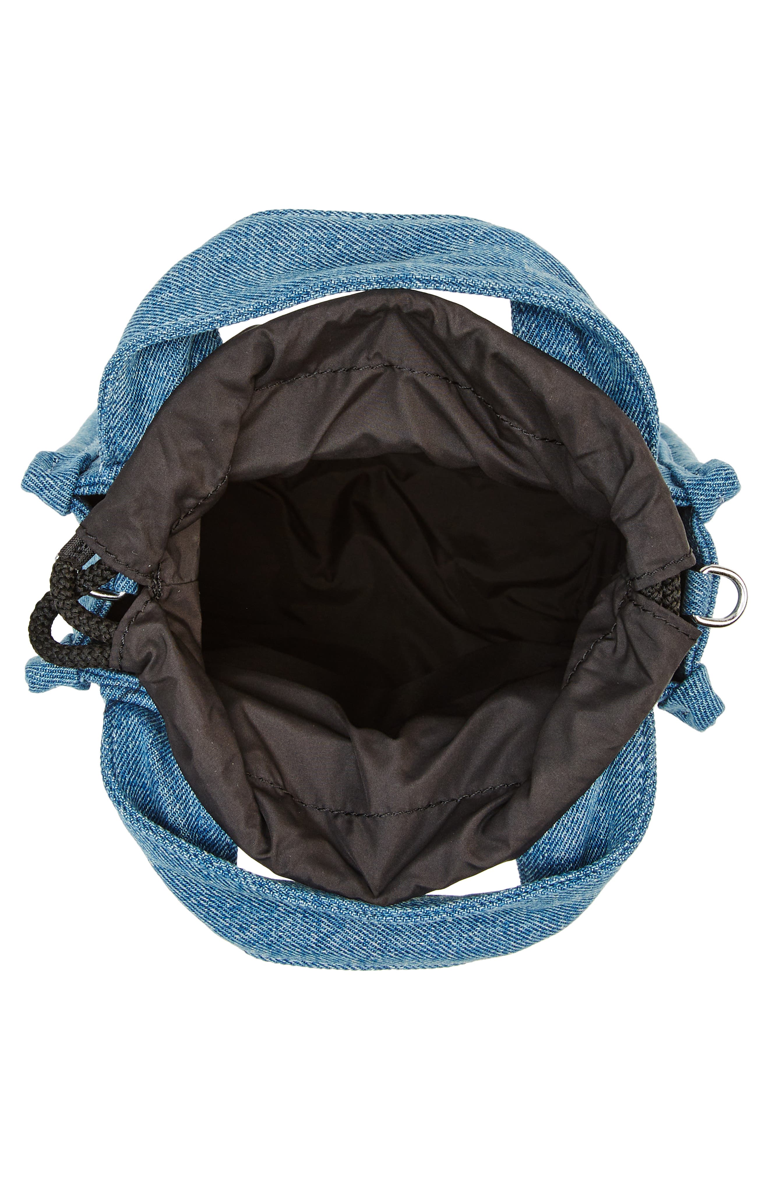 Ganni Mini Recycled Polyester Denim Tech Tote, Alternate, color, 