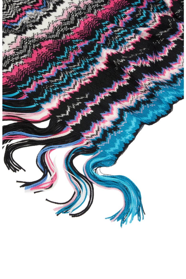 Wool And Viscose Scarf With Fringes, Alternate, color, Black Multi