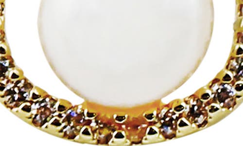 Panacea Cubic Zirconia Circle Faux Pearl Drop Earrings In White