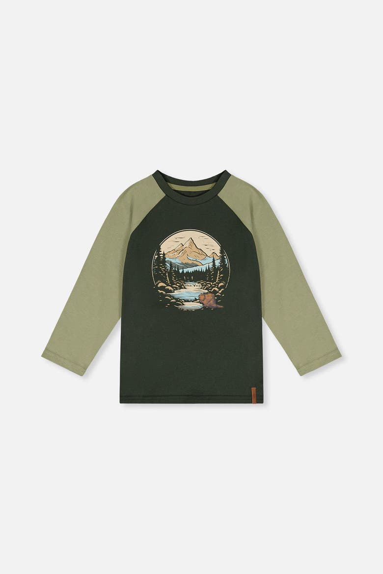 Cotton Raglan Sleeves Nature T-Shirt, Main, color, Jasper Printed Green