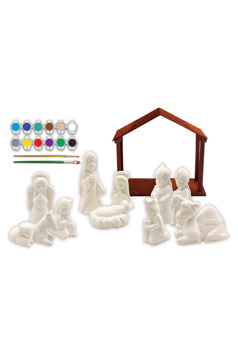 Nativity Scene Plaster Paint Set, Alternate, color, Multicolor