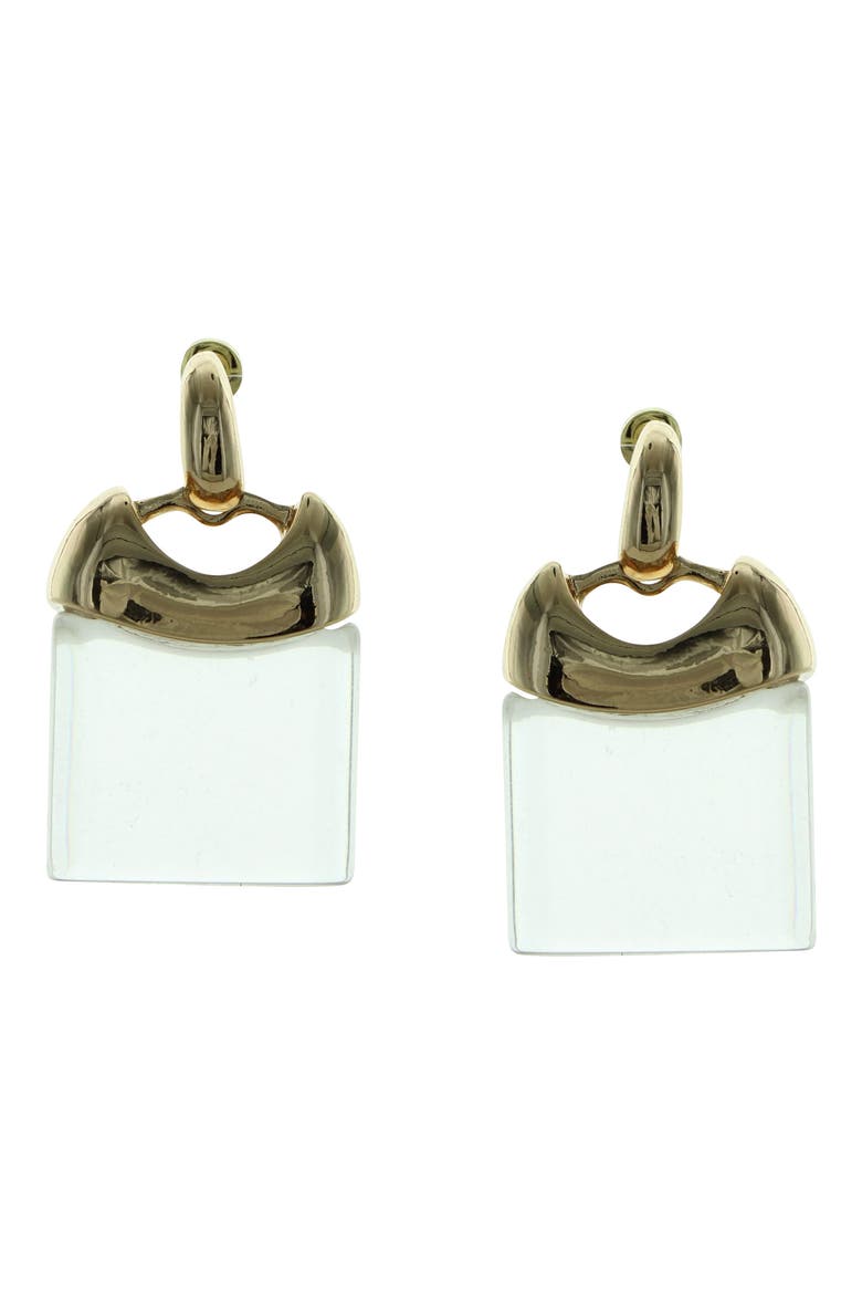 Purse Drop Earrings, Main, color, GOLD / CLEAR
