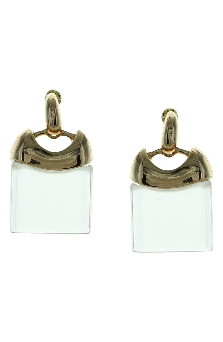 OLIVIA WELLES Purse Drop Earrings, Main, color, Gold / Clear