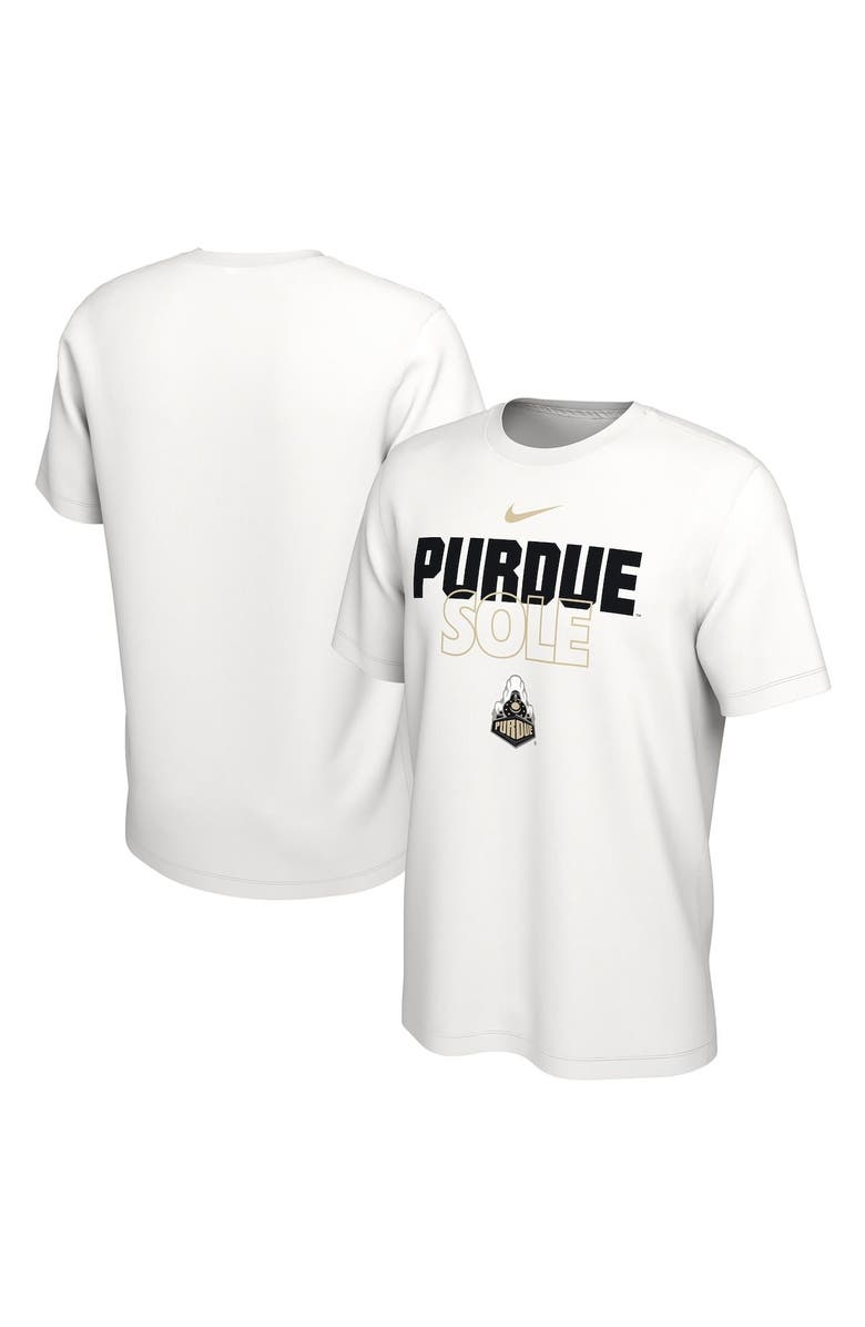 Nike White Purdue Boilermakers 2023 On Court Bench T-Shirt, Main, color,