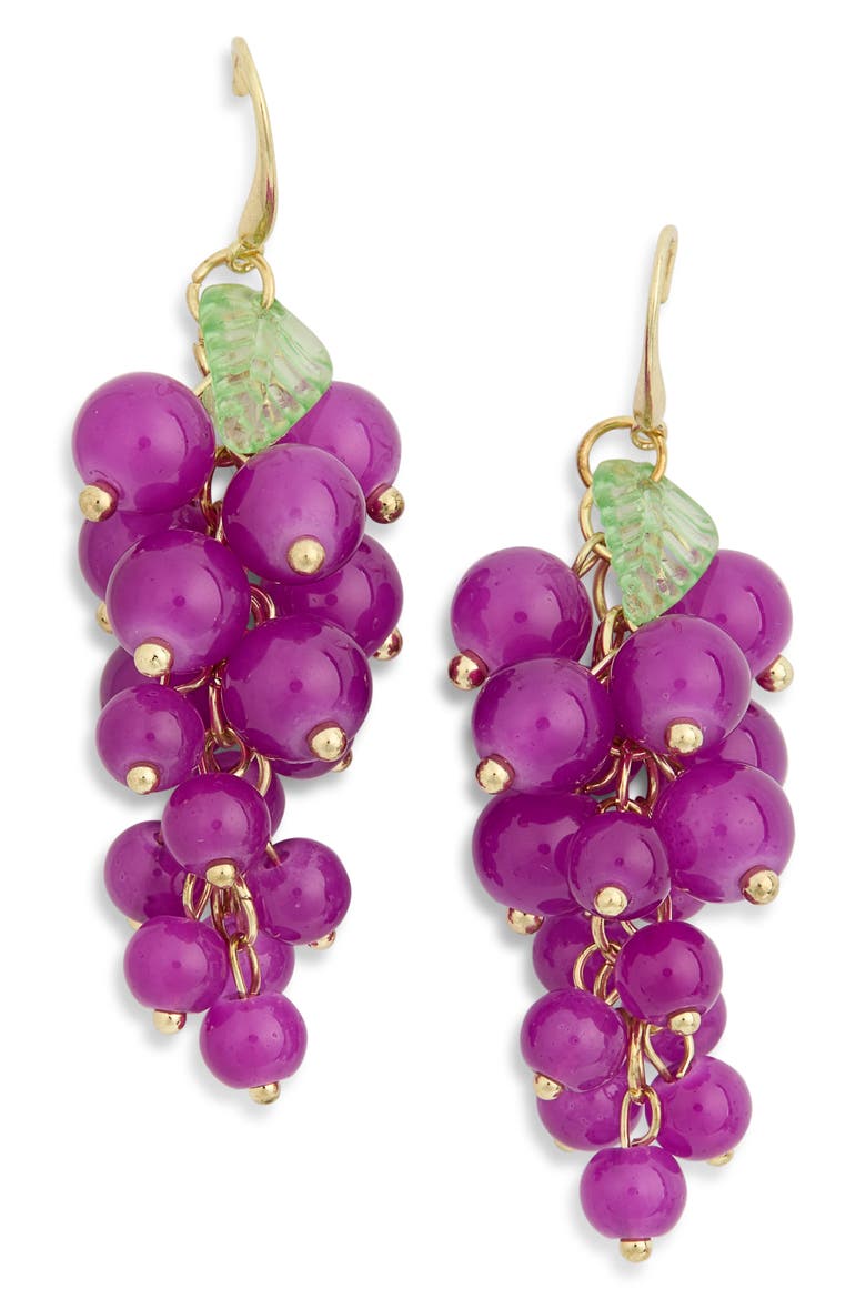Hayley Grape Drop Earrings, Main, color, PURPLE