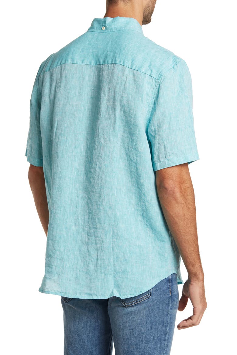 Tailored Linen Shirt, Alternate, color, BLUE TURQUOISE