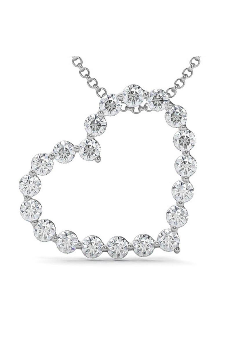 1 Ct Diamond Heart Pendant Necklace in White, Yellow, or Gold Lab Grown, Main, color, 14k White Gold