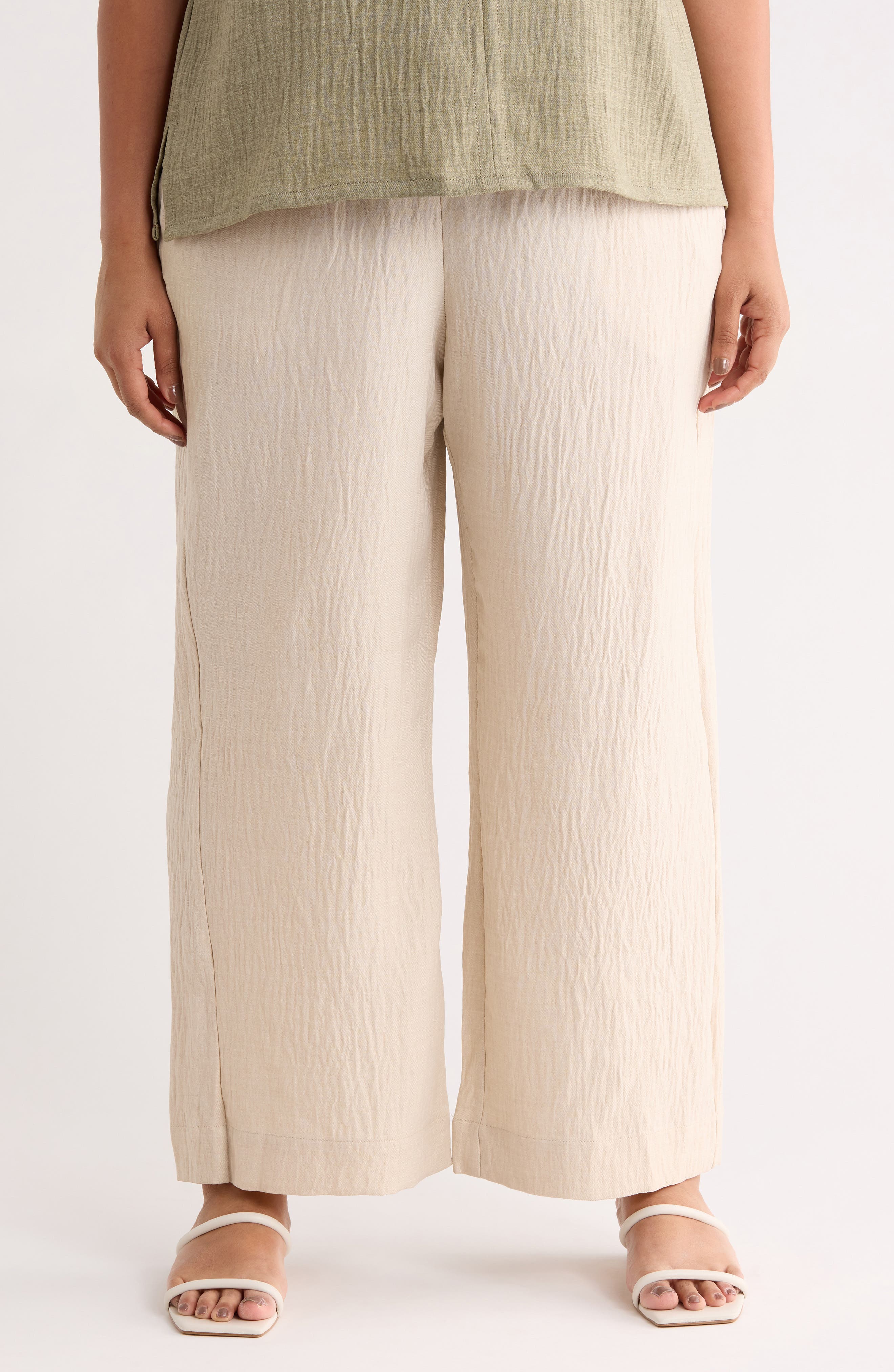 Wide Leg Textured Woven Drawstring Pants - image 3