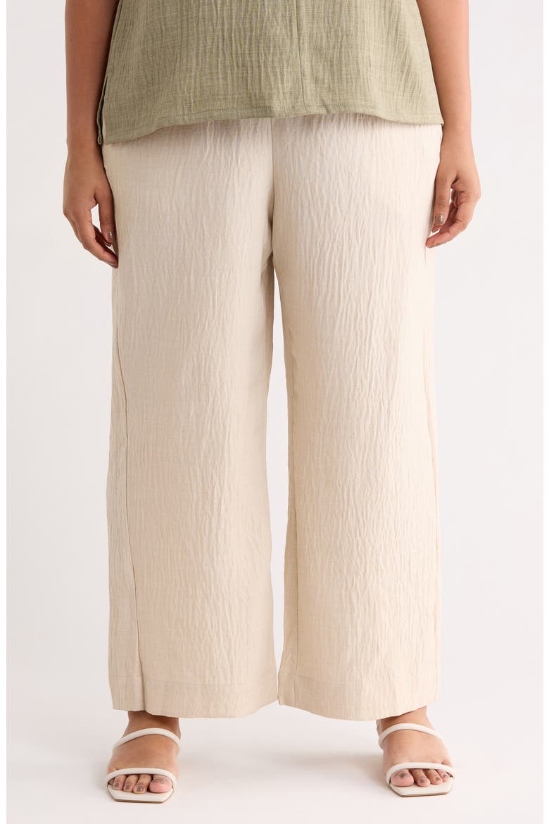 Wide Leg Textured Woven Drawstring Pants, Main, color, HEATHER OATMEAL