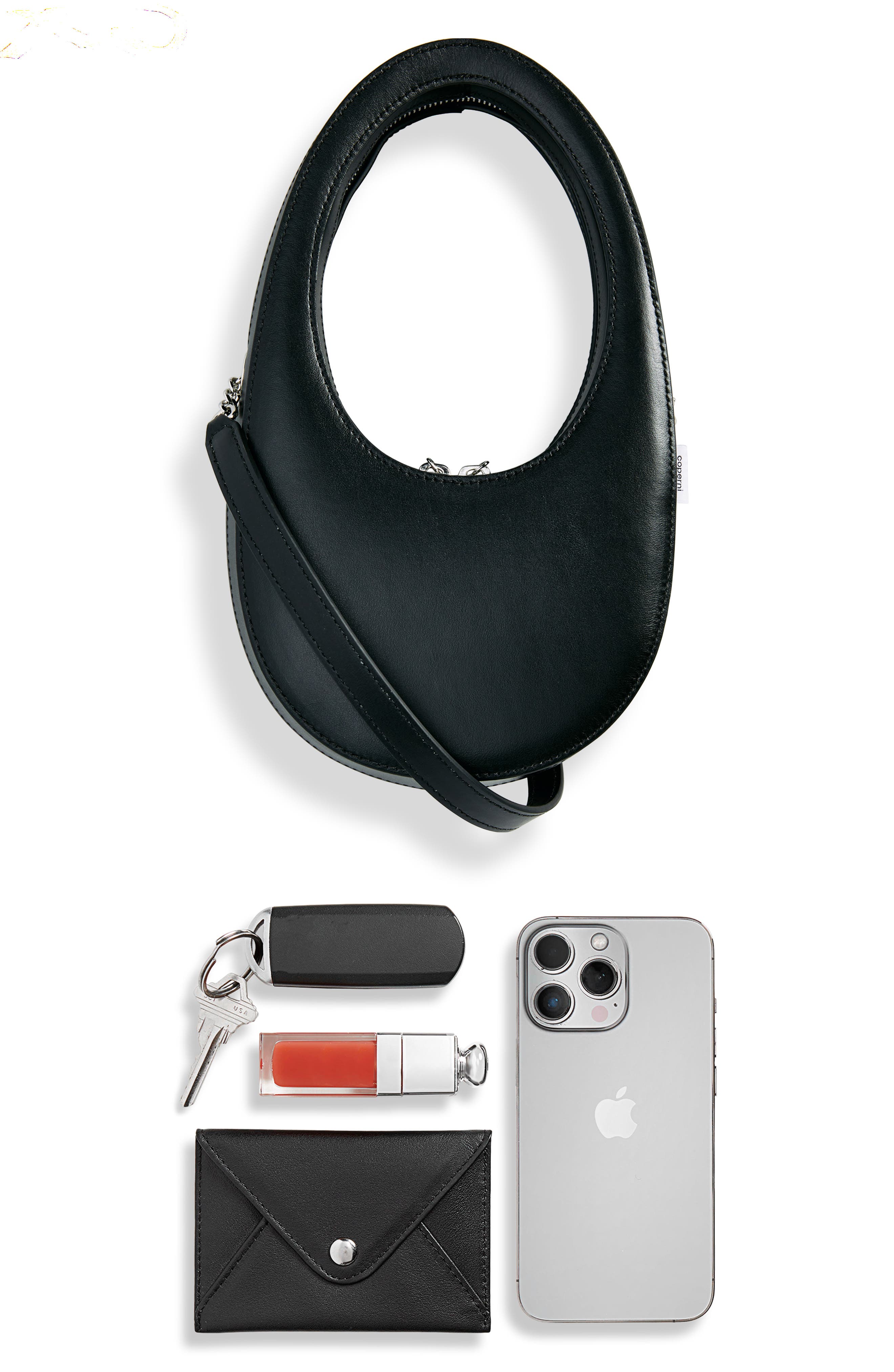 Mini Swipe Leather Crossbody Bag, Alternate, color, BLACK