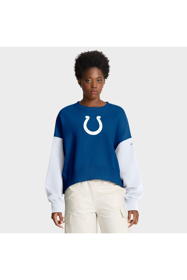 Women's Nike Royal Indianapolis Colts Oversized Color-Block Pullover Sweatshirt, Main, color, Royal