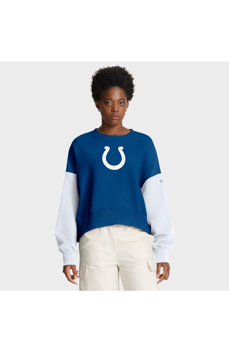 Nike Women's Nike Royal Indianapolis Colts Oversized Color-Block Pullover Sweatshirt, Main, color, Royal