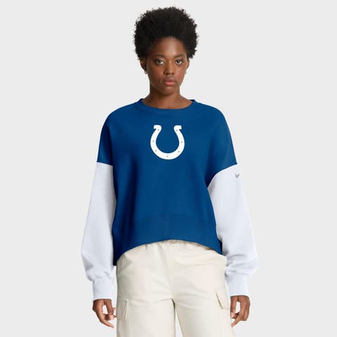 Women's Nike Royal Indianapolis Colts Oversized Color-Block Pullover Sweatshirt