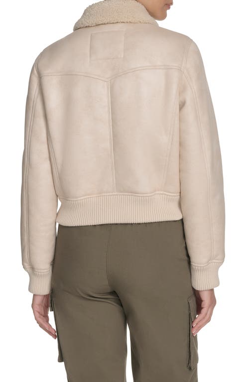 Levi's Faux Shearling Trim Faux Leather Western Bomber Jacket In White