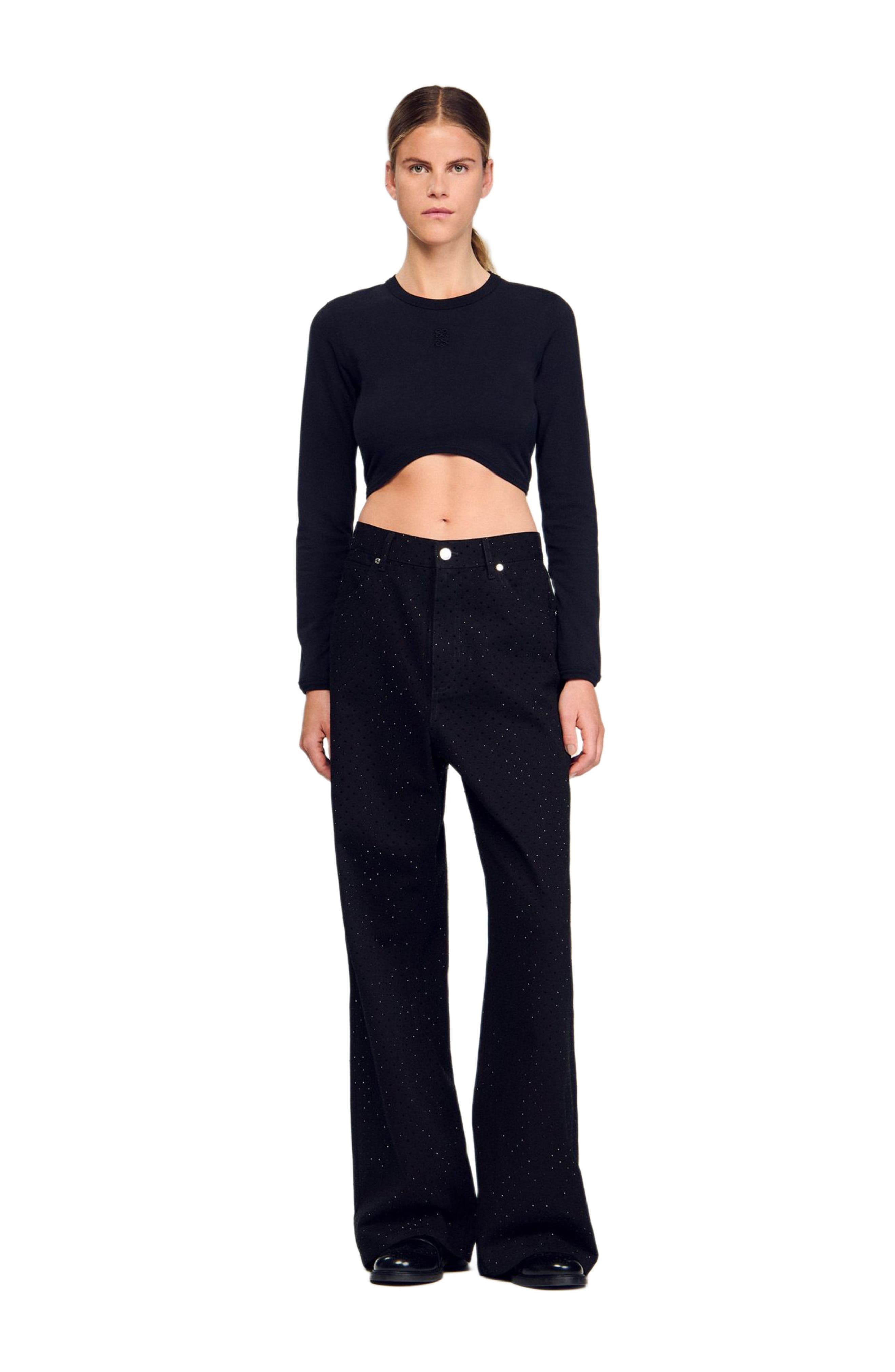 Cropped embroidered T-shirt