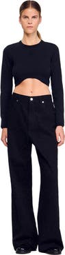 SANDRO Cropped embroidered T-shirt