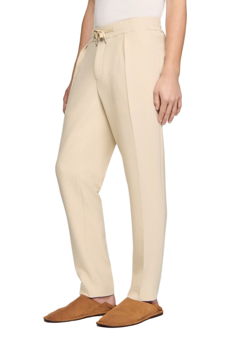 SANDRO Elasticated straight-leg trousers, Alternate, color, Oats