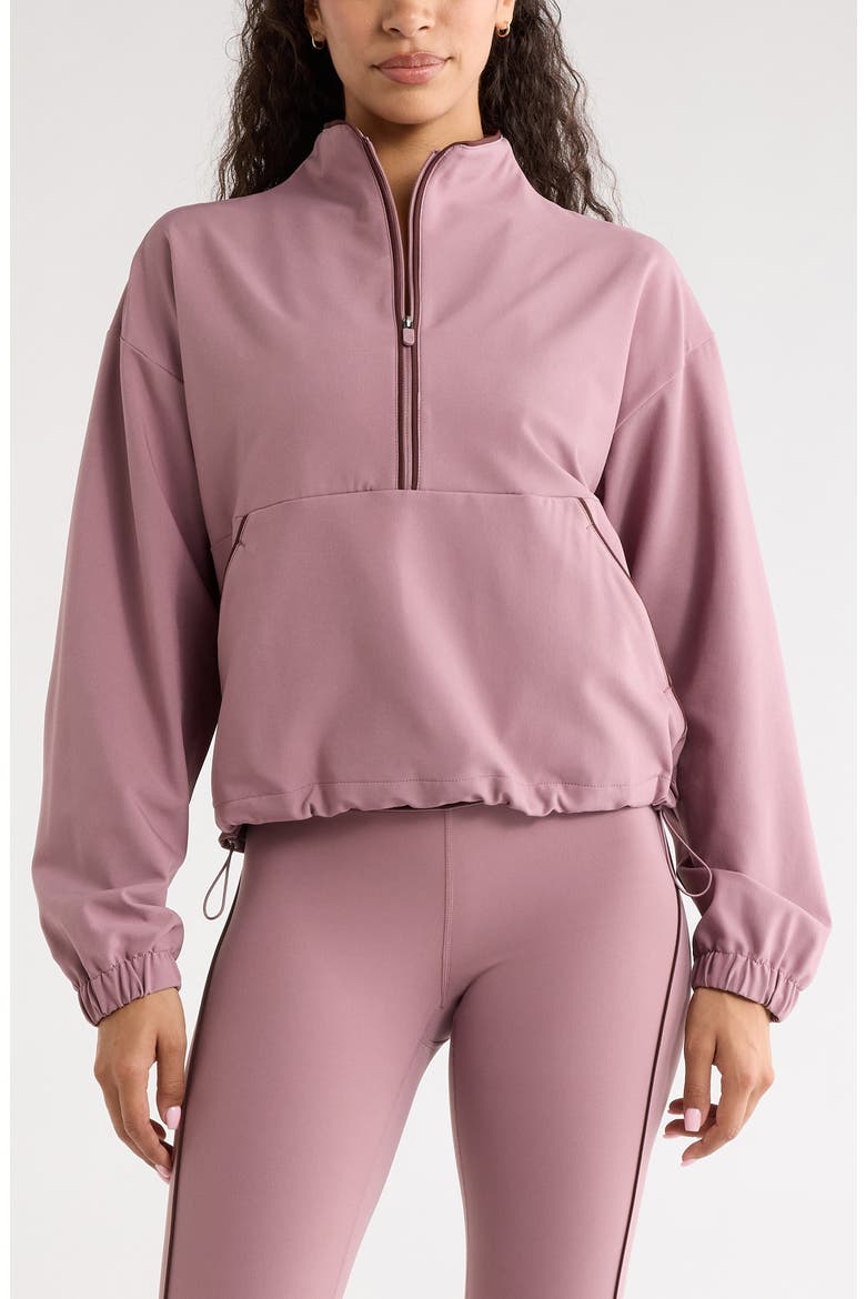 Piped Half Zip Pullover, Main, color, PURPLE SHAKE