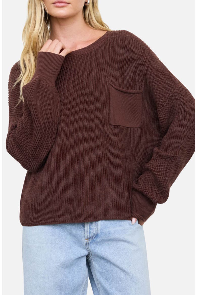 Chunky Relaxed Fit Cotton Sweater, Main, color, CHOCOLATE BROWN