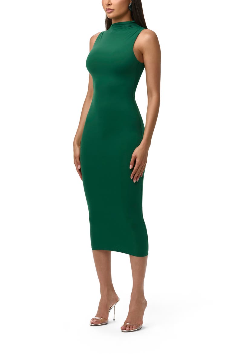 Sleeveless Midi Dress, Alternate, color, JUNGLE GREEN