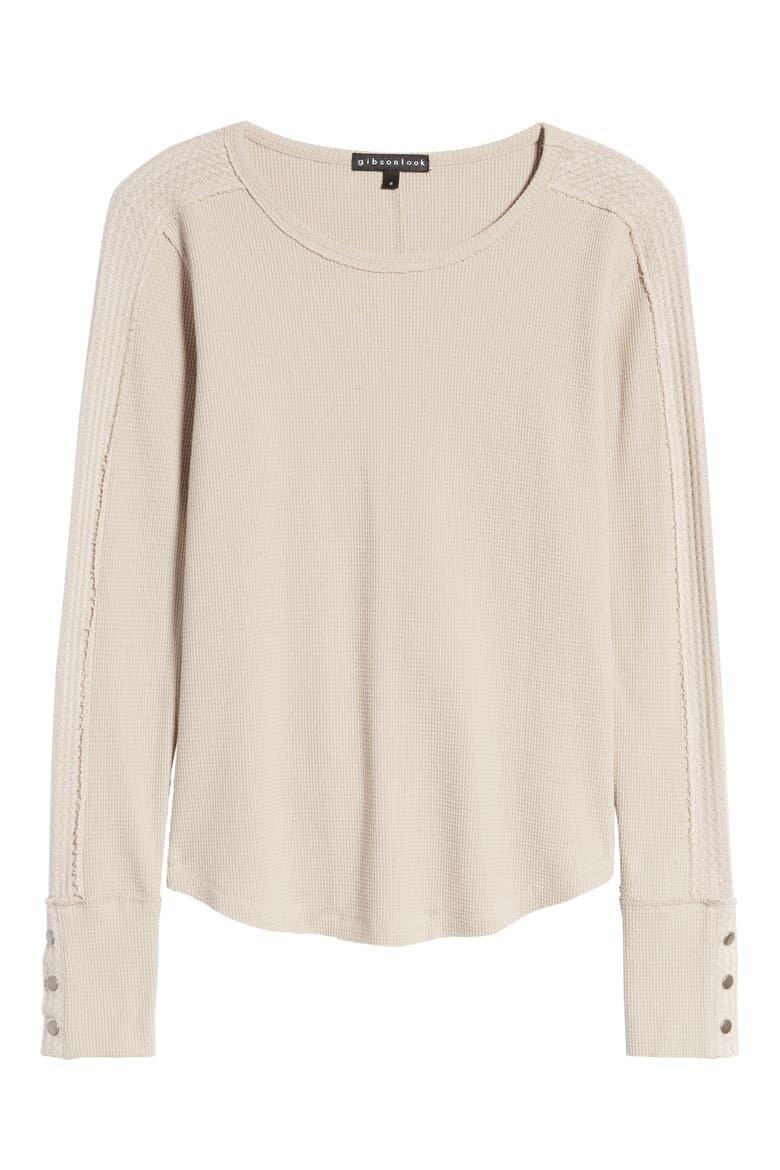 Snap Sleeve Top, Alternate, color, TAUPE